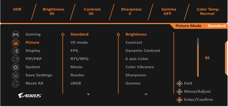 GIGABYTE - AORUS FI32Q - Διαμόρφωση των Ρυθμίσεων της Συσκευής - Picture - Part 1 Διαμόρφωση των Ρυθμίσεων της Συσκευής - Picture - Part 1