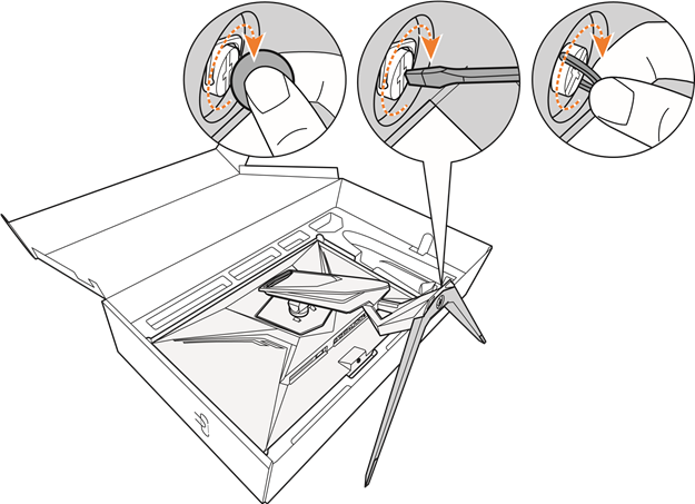 GIGABYTE - AORUS FI32Q - Εγκατάσταση της Βάσης της Οθόνης - Βήμα 3 Εγκατάσταση της Βάσης της Οθόνης - Βήμα 3