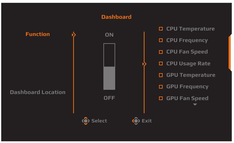 GIGABYTE - AORUS FI32Q - Quick Menu - Dashboard - Step 1 Quick Menu - Dashboard - Step 1