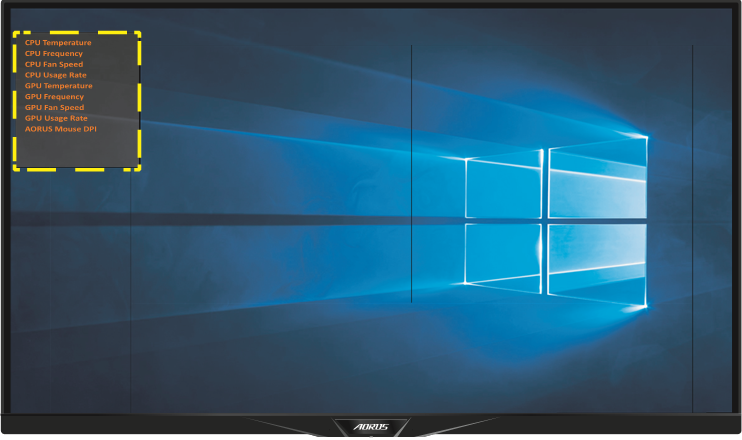 GIGABYTE - AORUS FI32Q - Quick Menu - Dashboard - Step 2 Quick Menu - Dashboard - Step 2