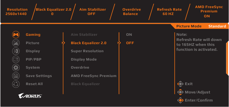 GIGABYTE - AORUS FI27Q-X - Διαμόρφωση των ρυθμίσεων της συσκευής - Παιχνίδια Διαμόρφωση των ρυθμίσεων της συσκευής - Παιχνίδια