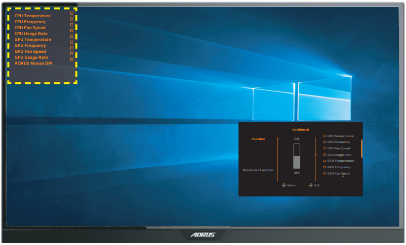 GIGABYTE - AORUS FI27Q-X - Οδηγός πλήκτρων λειτουργιών - Διαμόρφωση πίνακα ελέγχου Οδηγός πλήκτρων λειτουργιών - Διαμόρφωση πίνακα ελέγχου