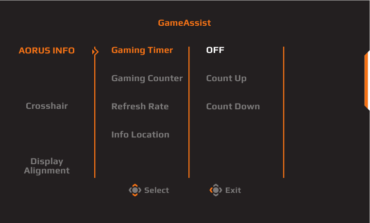 GIGABYTE - AORUS FI27Q-X - Οδηγός πλήκτρων λειτουργιών - Μενού Game Assist Οδηγός πλήκτρων λειτουργιών - Μενού Game Assist