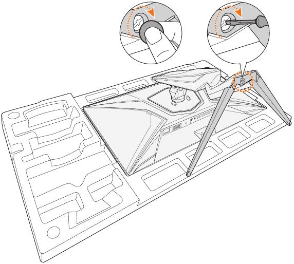 GIGABYTE - AORUS FI27Q-X - Εγκατάσταση της βάσης της μονάδας - Βήμα 3 Εγκατάσταση της βάσης της μονάδας - Βήμα 3