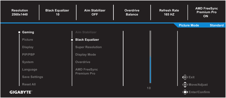 GIGABYTE - G32QC A - Configure the Device Settings - Gaming Διαμόρφωση των ρυθμίσεων της συσκευής - Gaming