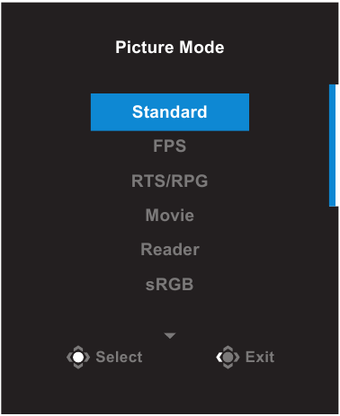 GIGABYTE - G32QC A - Γρήγορο Μενού - Μενού Picture Mode Γρήγορο Μενού - Μενού Picture Mode