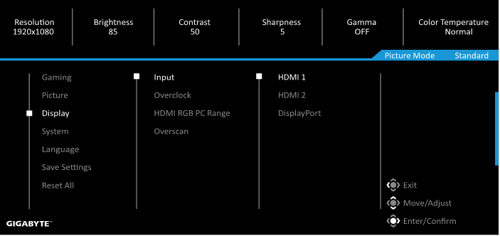 GIGABYTE - G27FC A - Ρυθμίσεις Οθόνης Ρυθμίσεις Οθόνης