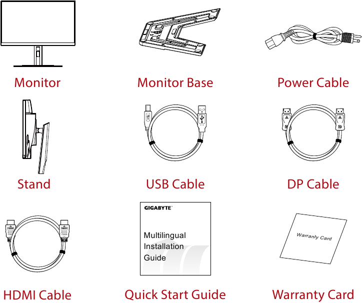 GIGABYTE - G27FC A - Περιεχόμενα συσκευασίας Περιεχόμενα συσκευασίας