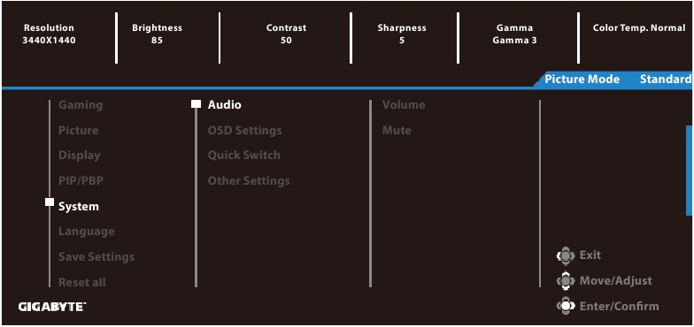GIGABYTE - G34WQC A - Διαμόρφωση των ρυθμίσεων της συσκευής - Ρυθμίσεις συστήματος Διαμόρφωση των ρυθμίσεων της συσκευής - Ρυθμίσεις συστήματος
