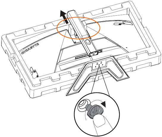 GIGABYTE - G34WQC A - Εγκατάσταση της βάσης της μονάδας - Βήμα 1 Εγκατάσταση της βάσης της μονάδας - Βήμα 1