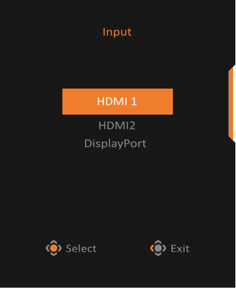 GIGABYTE - AORUS FI25F - Επιλογή της Πηγής Εισόδου Επιλογή της Πηγής Εισόδου