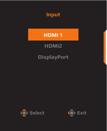 GIGABYTE - AORUS FI27Q-P - Valg af inputkilde Valg af inputkilde