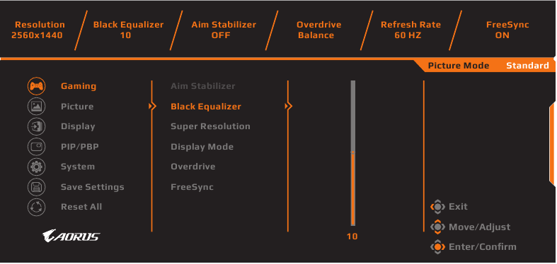 GIGABYTE - AORUS FI27Q - Διαμόρφωση των ρυθμίσεων της συσκευής - Παιχνίδια Διαμόρφωση των ρυθμίσεων της συσκευής - Παιχνίδια