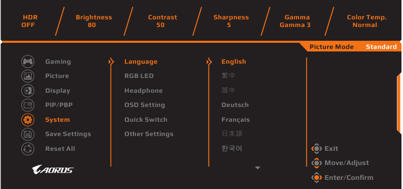 GIGABYTE - AORUS FI27Q - Διαμόρφωση των ρυθμίσεων της συσκευής - Ρυθμίσεις συστήματος Διαμόρφωση των ρυθμίσεων της συσκευής - Ρυθμίσεις συστήματος