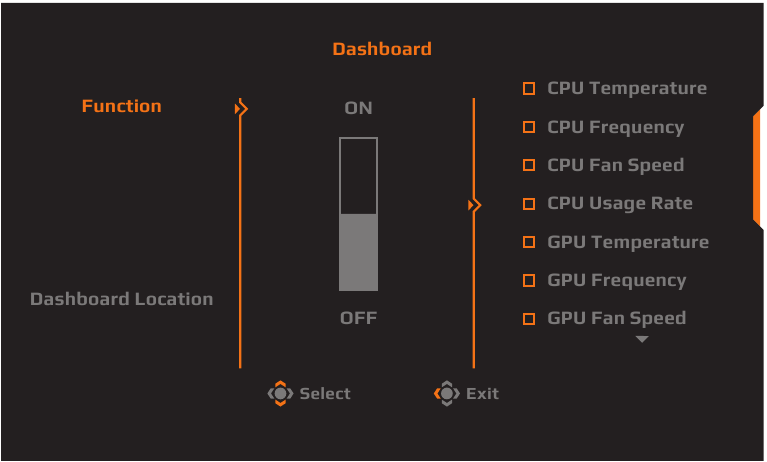 GIGABYTE - AORUS FI27Q - Οδηγός πλήκτρου λειτουργιών - Μενού Dashboard Οδηγός πλήκτρου λειτουργιών - Μενού Dashboard