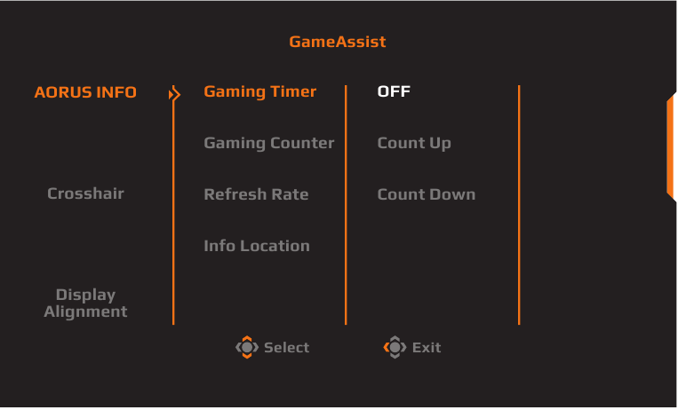 GIGABYTE - AORUS FI27Q - Οδηγός πλήκτρου λειτουργιών - Μενού Game Assist Οδηγός πλήκτρου λειτουργιών - Μενού Game Assist