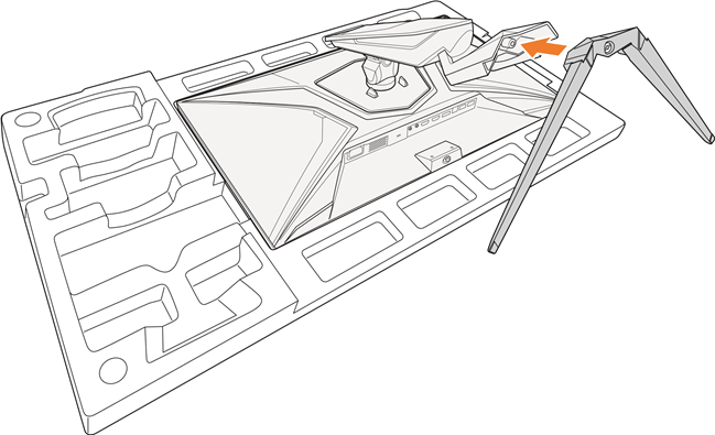 GIGABYTE - AORUS FI27Q - Εγκατάσταση της βάσης μονάδας - Βήμα 2 Εγκατάσταση της βάσης μονάδας - Βήμα 2