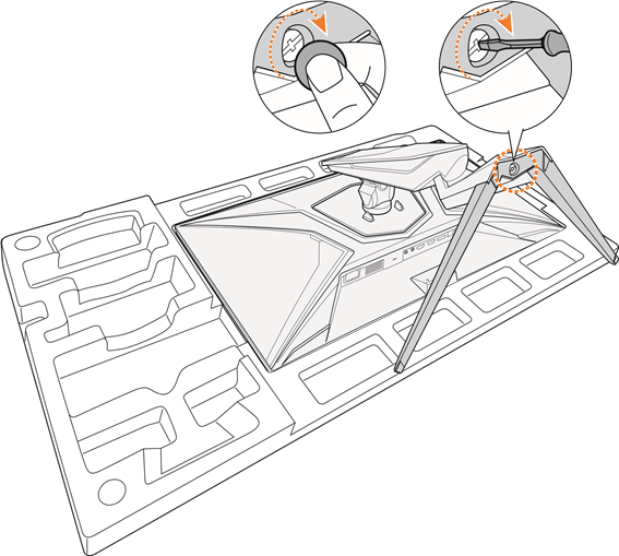 GIGABYTE - AORUS FI27Q - Εγκατάσταση της βάσης μονάδας - Βήμα 3 Εγκατάσταση της βάσης μονάδας - Βήμα 3