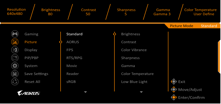 GIGABYTE - AORUS KD25F - Configure the Device Settings - Picture Διαμόρφωση των Ρυθμίσεων της Συσκευής - Εικόνα