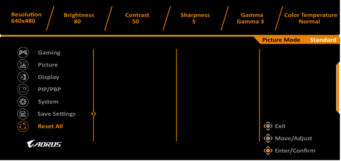 GIGABYTE - AORUS KD25F - Configure the Device Settings - Reset All Διαμόρφωση των Ρυθμίσεων της Συσκευής - Επαναφορά Όλων