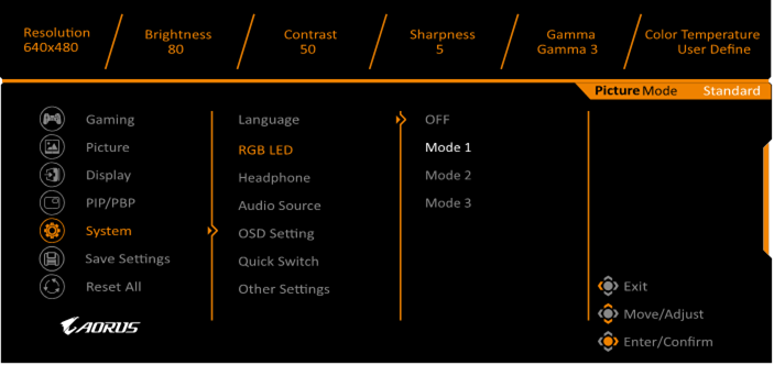 GIGABYTE - AORUS KD25F - Configure the Device Settings - System Διαμόρφωση των Ρυθμίσεων της Συσκευής - Σύστημα