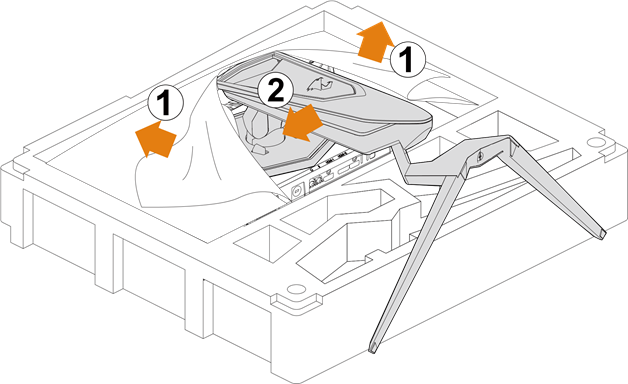 GIGABYTE - AORUS KD25F - Installing the Stand Base - Step 3 Εγκατάσταση της Βάσης Στήριξης - Βήμα 3