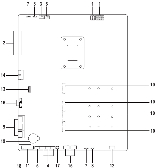 GIGABYTE - Z690 A ELITE STEALTH - Εσωτερικές Συνδέσεις Εσωτερικές Συνδέσεις