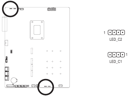 GIGABYTE - Z690 A ELITE STEALTH - Σύνδεση υποδοχών ταινίας RGB LED Σύνδεση υποδοχών ταινίας RGB LED