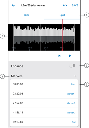 Shure - MV88plus - Editar no modo de divisão Editar no modo de divisão