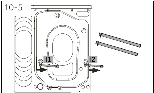 Haier - HW80-B14979 - Afmontering af transportboltene - Trin 3 Afmontering af transportboltene - Trin 3