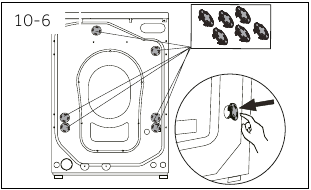 Haier - HW80-B14979 - Afmontering af transportboltene - Trin 4 Afmontering af transportboltene - Trin 4