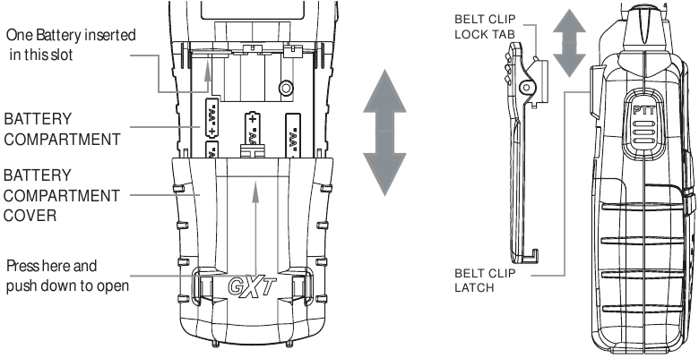 Midland - X-Tra Talk GXT700 - Instalación del clip para cinturón Instalación del clip para cinturón