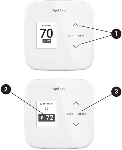 Aprilaire - S84N 1H1C - ISHLASH - HARORAT SOZLASHINI O‘ZGARTIRISH ISHLASH - HARORAT SOZLASHINI O‘ZGARTIRISH