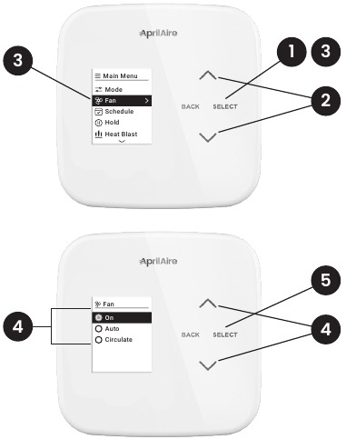 Aprilaire - S84N 1H1C - ISHLASH - FAN SOZLASHINI TANLASH ISHLASH - FAN SOZLASHINI TANLASH