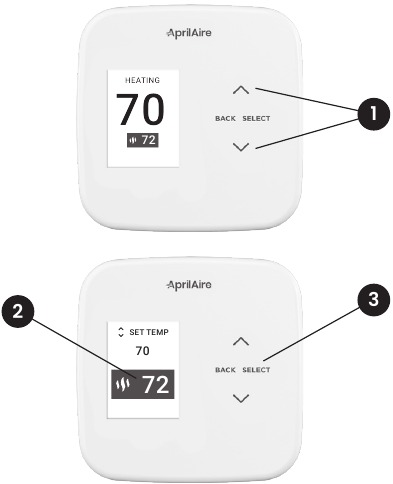Aprilaire - S86N MU - ZMIANA USTAWIENIA TEMPERATURY ZMIANA USTAWIENIA TEMPERATURY