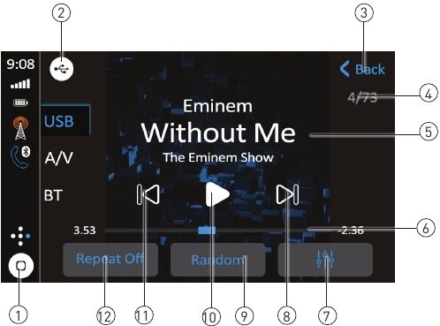 Jensen - CAR723W - Interfaccia operativa USB Interfaccia operativa USB