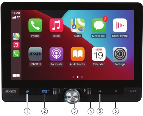 Jensen - CAR813 - Posizioni dei comandi Posizioni dei comandi