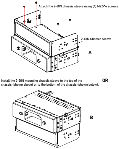 Jensen - CAR813 - Installazione del manicotto del telaio 2-DIN Installazione del manicotto del telaio 2-DIN