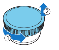 Gire la tapa del cartucho de la Quick Clean Pod para quitarla.