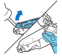 Levante el soporte de la batería y corte los cables con unos alicates de corte o unas tijeras.