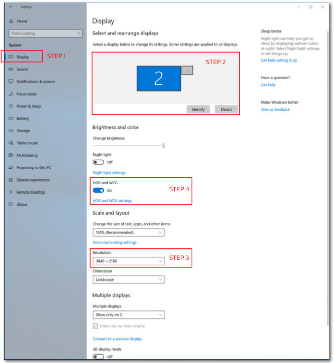 Philips - 559M1 - Mipangilio ya HDR katika mfumo wa Windows 10 - Hatua ya 1 Mipangilio ya HDR katika mfumo wa Windows 10 - Hatua ya 1