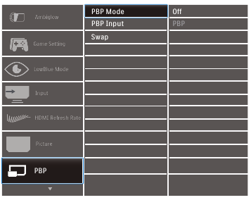 Philips - 559M1 - Jinsi ya kuwezesha MultiView kupitia menyu ya OSD Jinsi ya kuwezesha MultiView kupitia menyu ya OSD