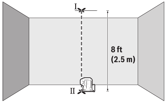Bosch - GPL100-30G - Verificação da precisão do prumo - Passo 1 Verificação da precisão do prumo - Passo 1