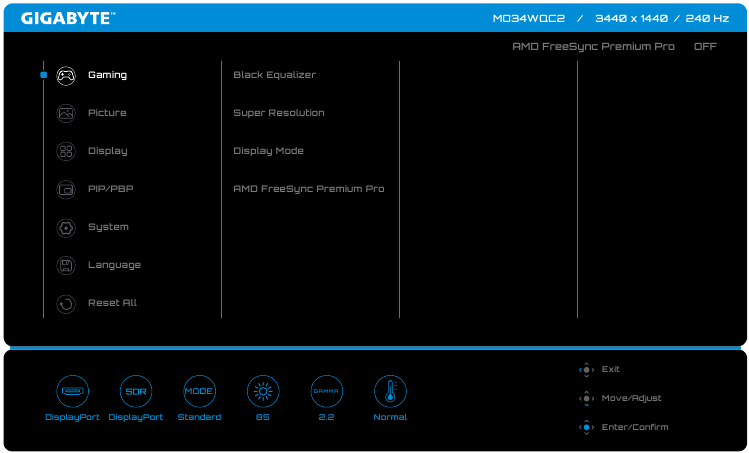 Gigabyte - MO34WQC - Διαμόρφωση των ρυθμίσεων της συσκευής - Ρυθμίσεις παιχνιδιού Διαμόρφωση των ρυθμίσεων της συσκευής - Ρυθμίσεις παιχνιδιού