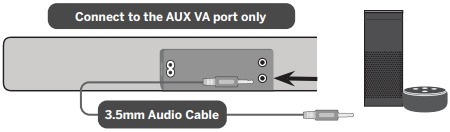 Vizio - M serija - prisijungimas prie balso asistento naudojant AUX VA prievadą Prisijungimas prie balso asistento naudojant AUX VA prievadą