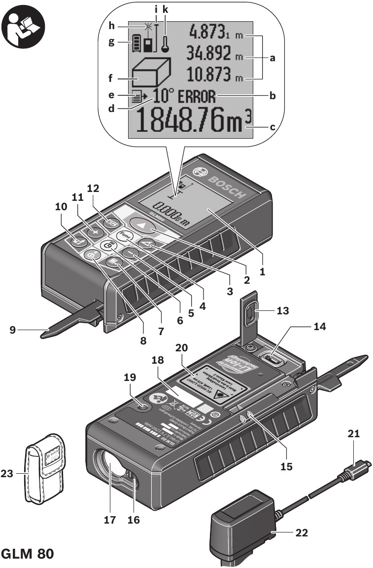 Bosch - GLM80 - Visão geral dos recursos do produto Visão geral dos recursos do produto