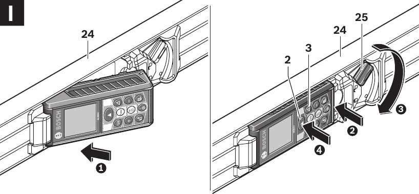 Bosch - GLM80 - Trabalhando com o acessório de nível digital - Passo 1 Trabalhando com o acessório de nível digital - Passo 1
