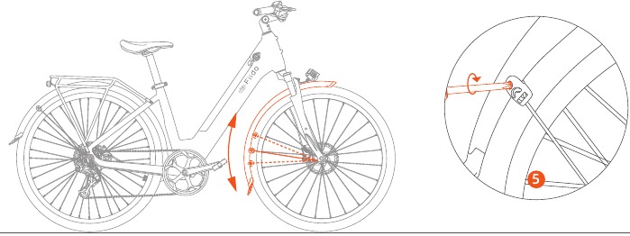 Fiido - C11 - Pasang Spatbor&Lampu Depan - Langkah 4 Pasang Spatbor&Lampu Depan - Langkah 4