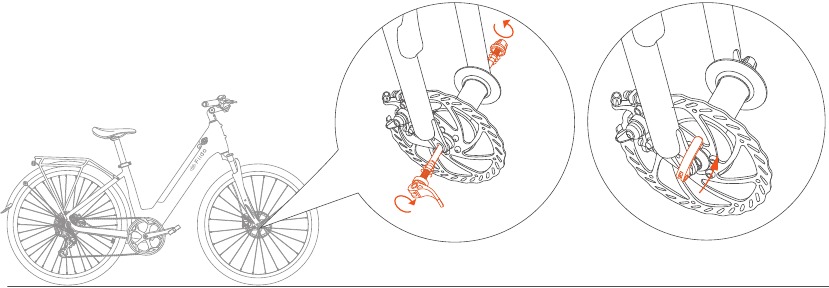 Fiido - C11 - Pasang roda depan - Langkah 2 Pasang roda depan - Langkah 2