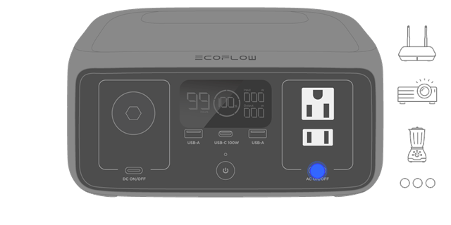 EcoFlow - RIVER 3 - Washa Vifaa Vyako - Kupitia Soketi ya Toleo la AC Washa Vifaa Vyako - Kupitia Soketi ya Toleo la AC